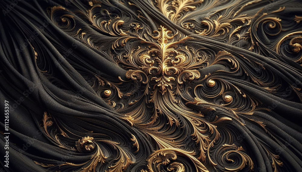 Texture of fabric of black and gold., trending on artstation, sharp focus, studio photo, intricate details, highly detailed. Generative AI. Texture of fabric of black and gold., trending on artstation, sharp focus, studio photo, intricate details, highly detailed. Generative AI.