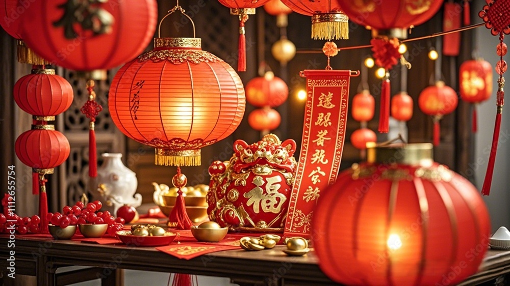 chinese new year lanterns in temple chinese new year lanterns in temple