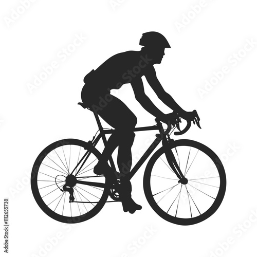 Cyclist Riding Bicycle Silhouett set Clipart on a white Background