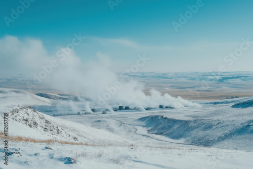 Wallpaper Mural Envision a scenic snowy expanse with smoke softly ascending from the earth, forming an intriguing contrast against the unblemished white of the snow. Torontodigital.ca