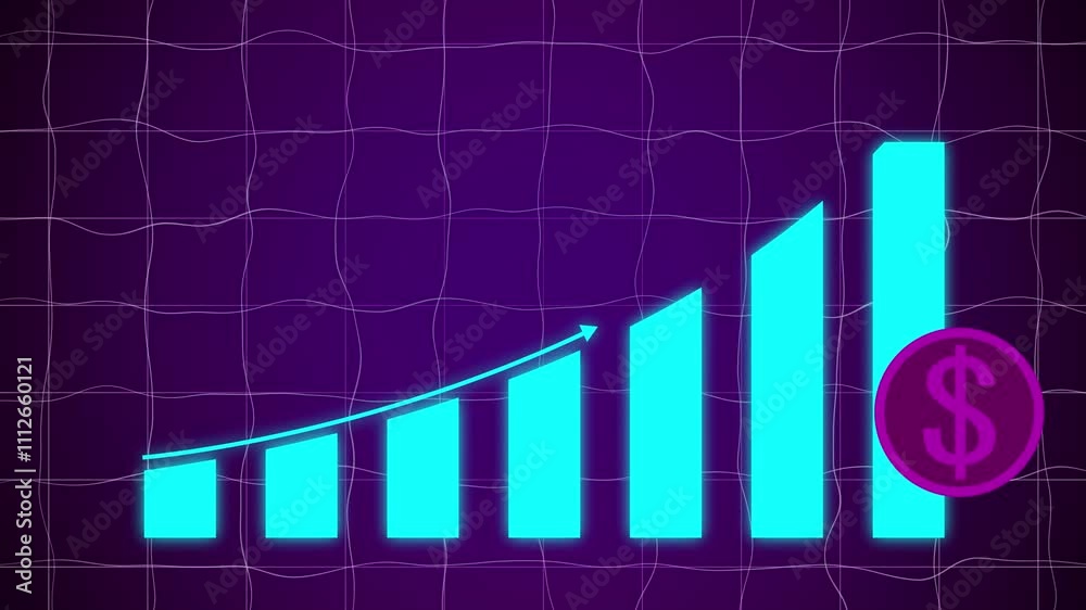 Animated business graph icon with dolar sing.