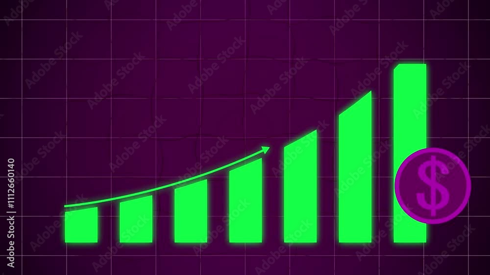 Animated business graph icon with dolar sing.