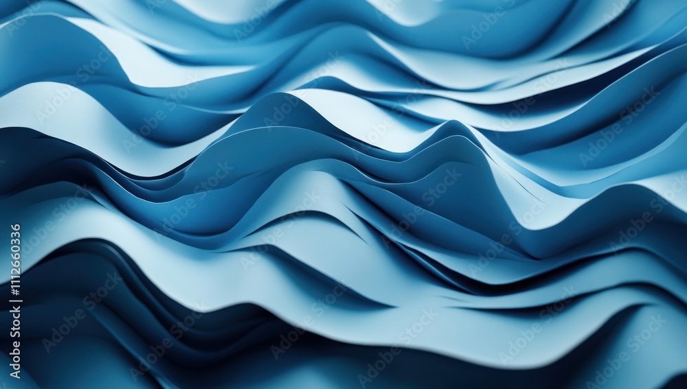 Fototapeta premium Abstract Blue Waves: A Serene Digital Art Piece