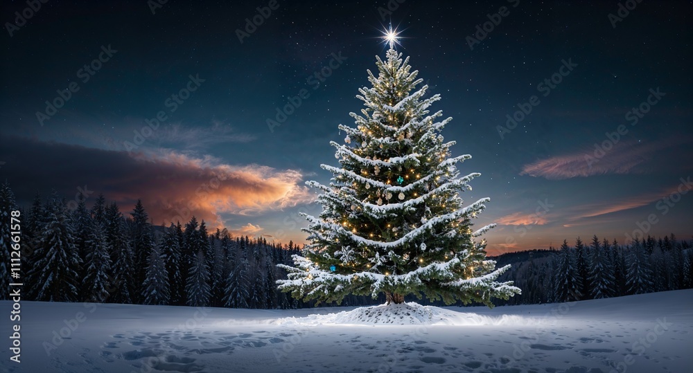 A beautiful Christmas tree with a stunning view A beautiful Christmas tree with a stunning view