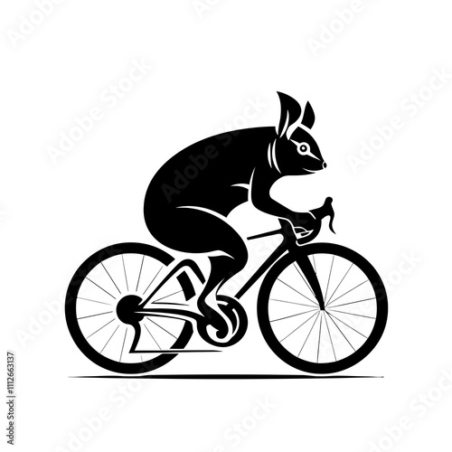 Chinchillas Cycling silhouette vector illustration