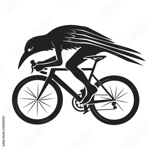 Crow Cycling silhouette vector illustration