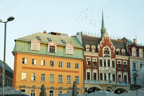 Beautiful old buildings in European city photo