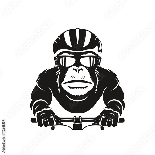 Orangutan Cycling silhouette vector illustration photo