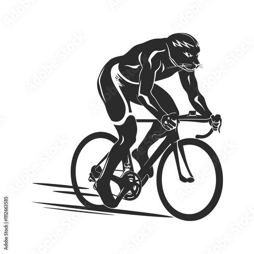 Panther Cycling silhouette vector illustration