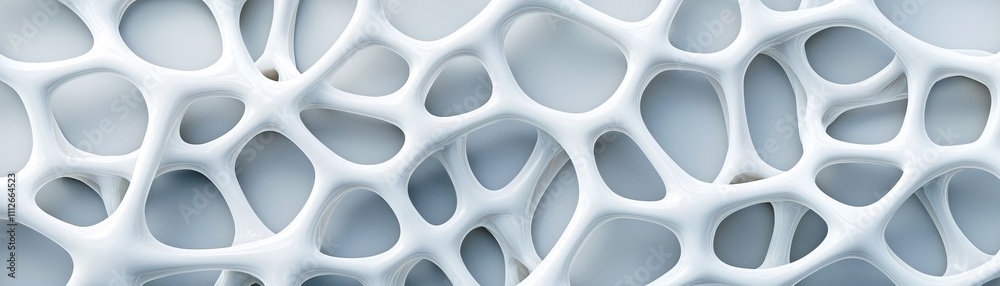 Polymers in Material Science. A close-up of a textured, abstract surface featuring interconnected, porous structures in a light color. Polymers in Material Science. A close-up of a textured, abstract surface featuring interconnected, porous structures in a light color.