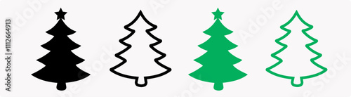 tree chrismas element illustration. Merry Chrismas tree icon set on gray background, set of silhouettes of trees chersmas, vector illustration EPS 10
