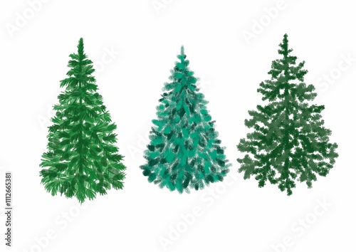 three merry christmas tree set