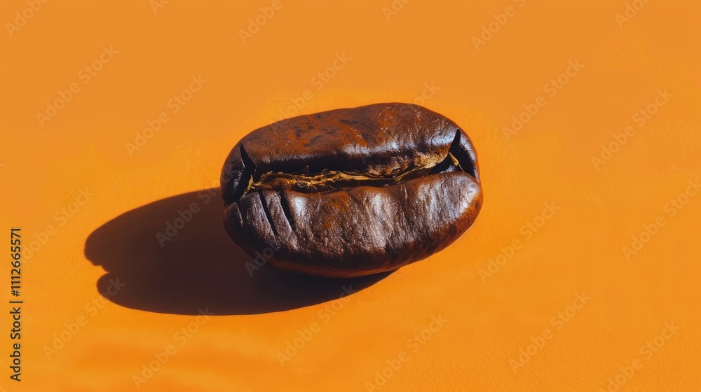 A single large coffee bean in the center. A single large coffee bean in the center.