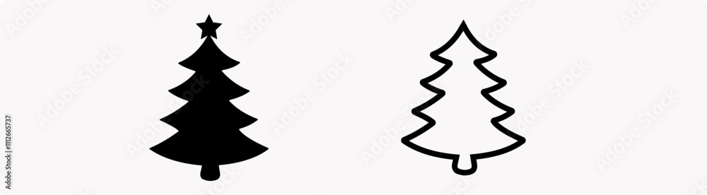 tree chrismas element illustration. Merry Chrismas tree icon set on gray background, set of silhouettes of trees chersmas, vector illustration EPS 10 7