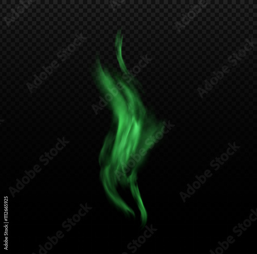 Green magical fire flame.