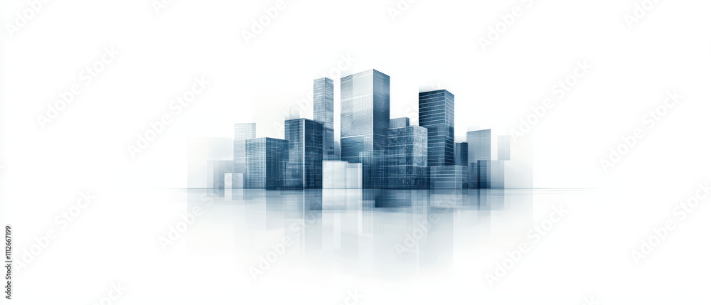 Modern urban skyline with reflective surfaces, showcasing sleek architecture and futuristic design. image conveys sense of innovation and progress Modern urban skyline with reflective surfaces, showcasing sleek architecture and futuristic design. image conveys sense of innovation and progress