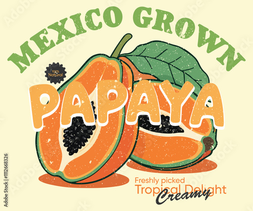Cute PAPAYA T-Shirt, Aesthetic Papaya Shirt, Tropical Fruit Shirt, Mexico Fruit Shirt, Beach Shirt, Fruit vintage t-shirt design. Fresh papaya artwork. food fashion trendy Tee. Nature fruit club