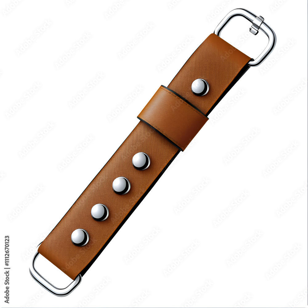 Stylish brown leather strap with metal accents suitable for various watch styles Stylish brown leather strap with metal accents suitable for various watch styles
