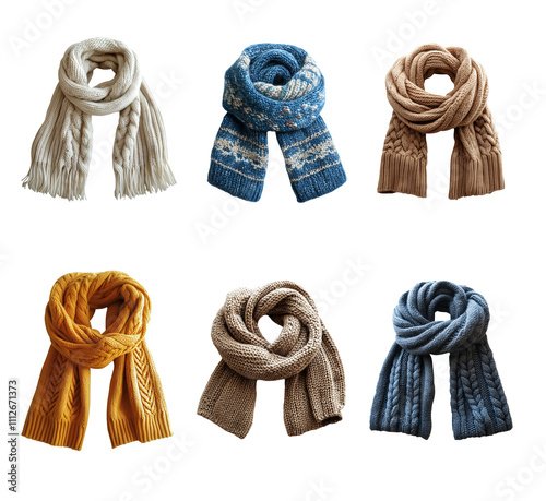 knitting scarf isolated on white background