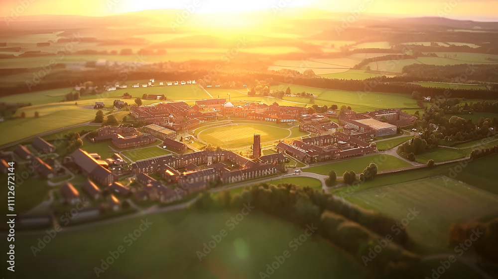 Fototapeta premium Sunset's Embrace on Campus