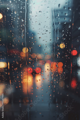 rain in the city rainy weather wet city streets Generative AI