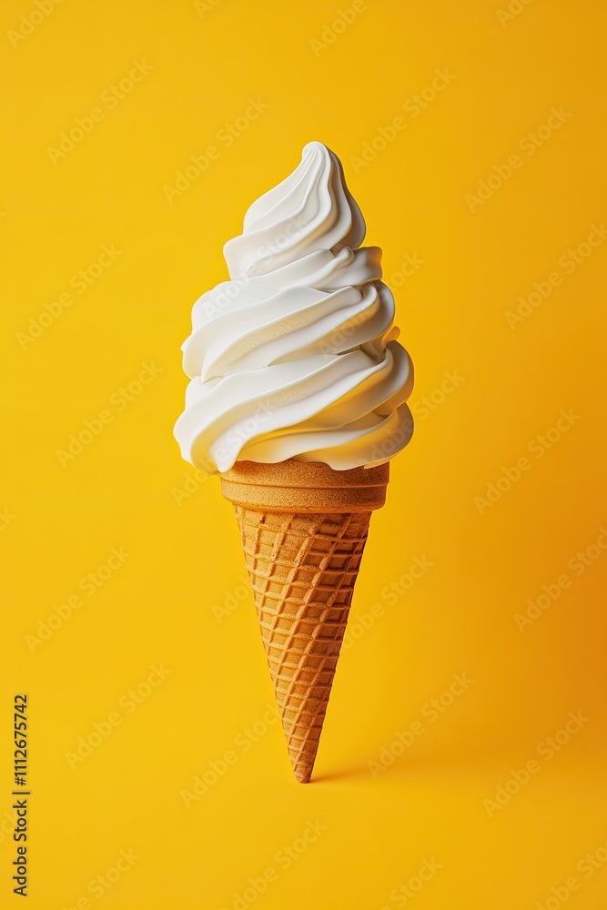Ice-cream cone isolated on solid yellow background. Ice-cream cone isolated on solid yellow background.
