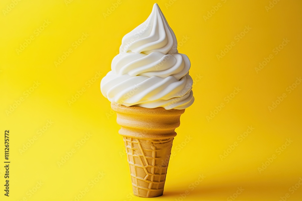 Ice-cream cone isolated on solid yellow background. Ice-cream cone isolated on solid yellow background.