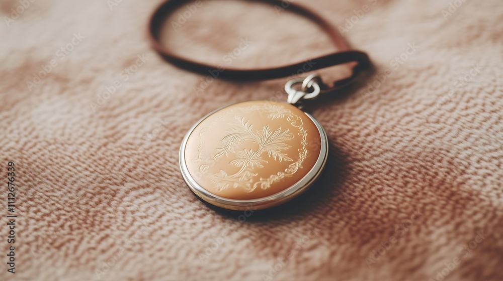 Elegant Oval Pendant Resting On Soft Fabric Elegant Oval Pendant Resting On Soft Fabric