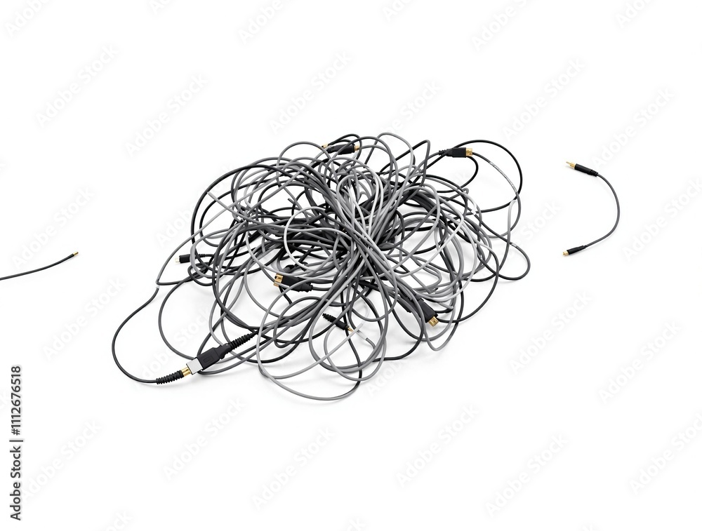 Bundle of electrical cables against black studio backdrop, technology, group, entangled, collection Bundle of electrical cables against black studio backdrop, technology, group, entangled, collection