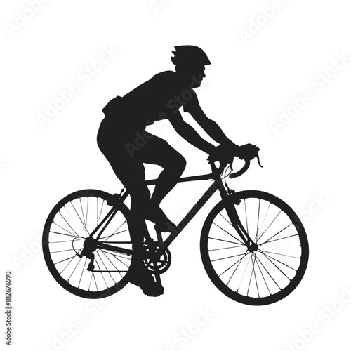 Cyclist Riding Bicycle Silhouett set Clipart on a white Background