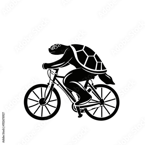 Turtle Cycling silhouette vector illustration