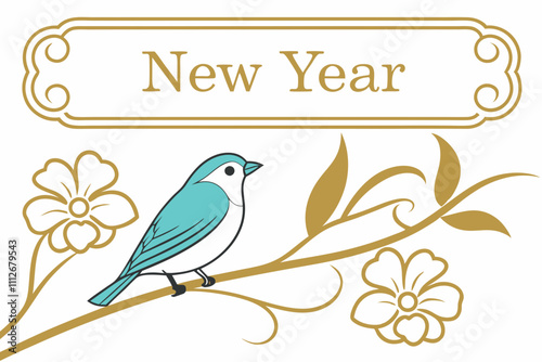 A bird and flowers Congratulations icon vector illustration.
