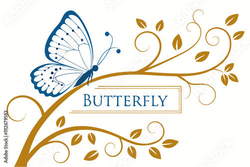 frame with butterflies Flower logo icon vector illustration.