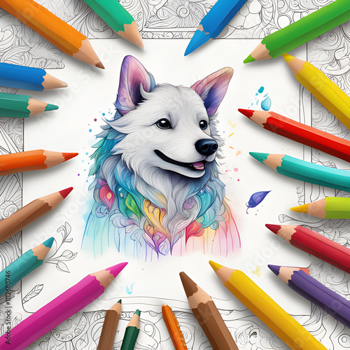 set of pencils drawing