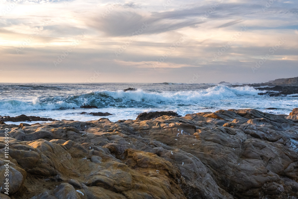 waves in the ocean at Bean Hollow State Beach California USA waves in the ocean at Bean Hollow State Beach California USA