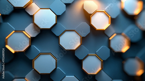 Intricate Geometric Pattern with Symmetrical Hexagons and Triangles