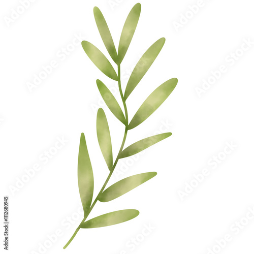 Single Branch Leaf Hand Painting Element