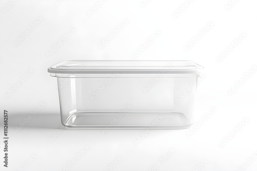 Elegant Transparent Plastic Container with White Lid: Minimalist Storage Solution Elegant Transparent Plastic Container with White Lid: Minimalist Storage Solution