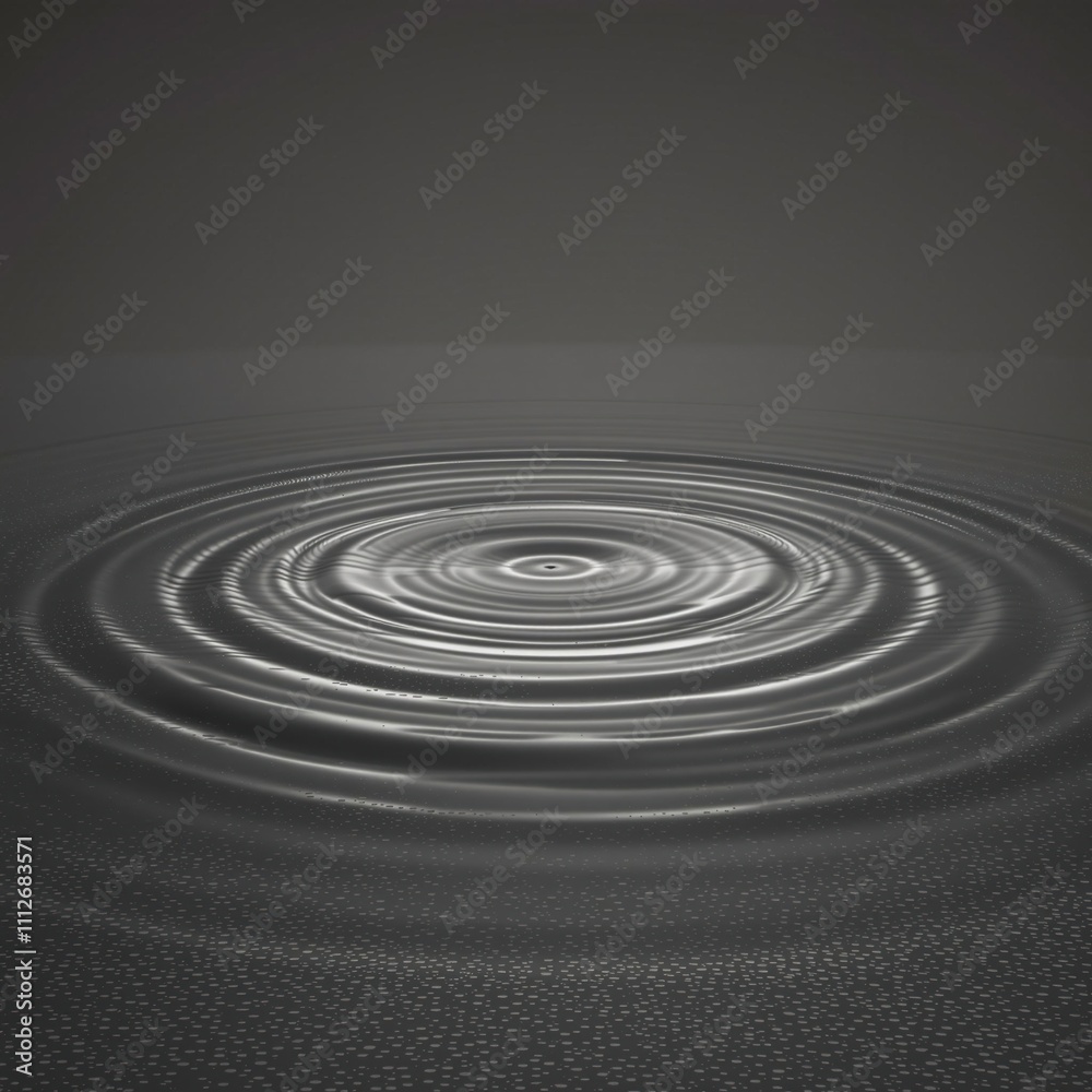Clear water with a circular wave pattern created by a gentle breeze, circular waves, clarity, aquatic environment