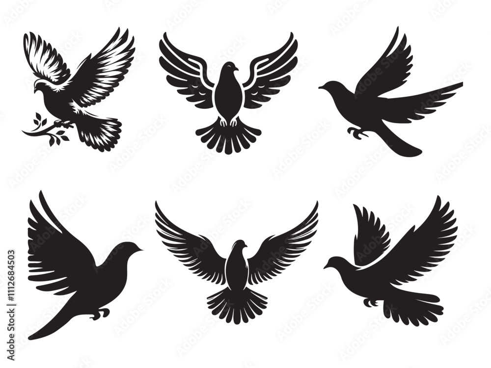 Obraz premium Dove silhouette vector art 