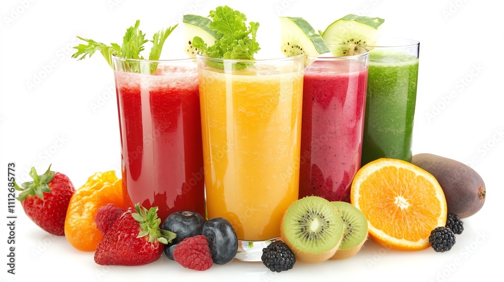 Colorful fruit juices with fresh ingredients. Colorful fruit juices with fresh ingredients.