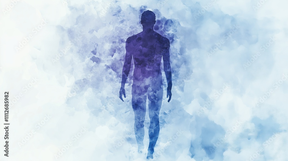 Lupus awareness concept art: Abstract human silhouette with translucent, fragmented body representing systemic inflammation, illustration, autoimmune diseases Lupus awareness concept art: Abstract human silhouette with translucent, fragmented body representing systemic inflammation, illustration, autoimmune diseases