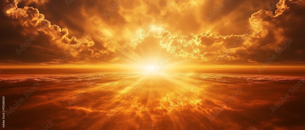 Fototapeta premium Stunning sunset over a serene landscape.