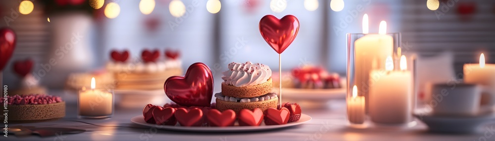 Festive dessert with heart shapes for a romantic celebration. Festive dessert with heart shapes for a romantic celebration.