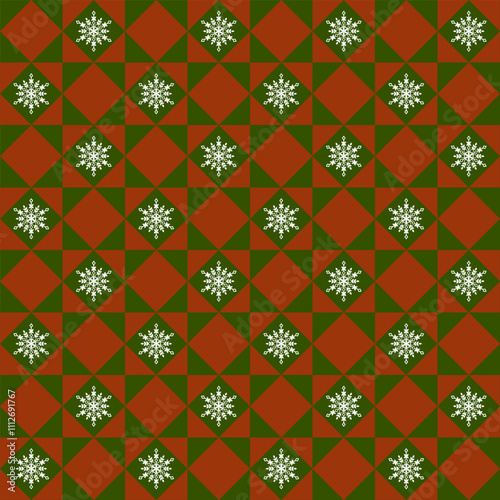 Vintage Christmas Snowflake Pattern with Geometric Design