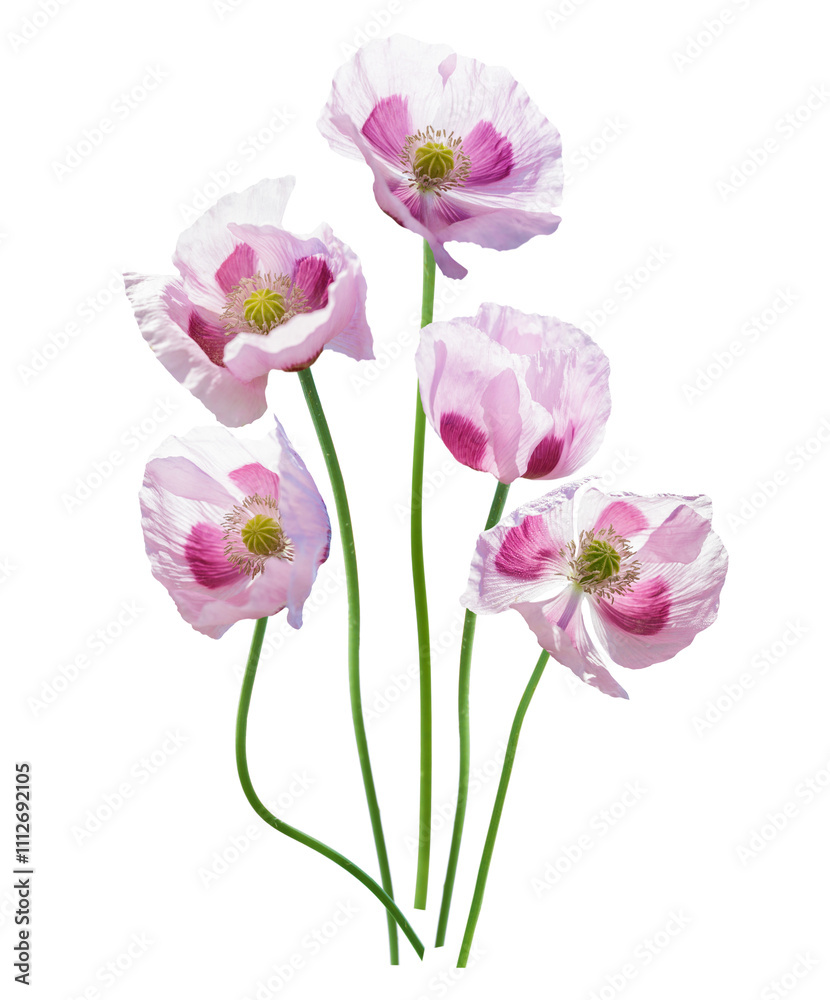 Obraz premium Blooming poppy flowers isolated on transparent background