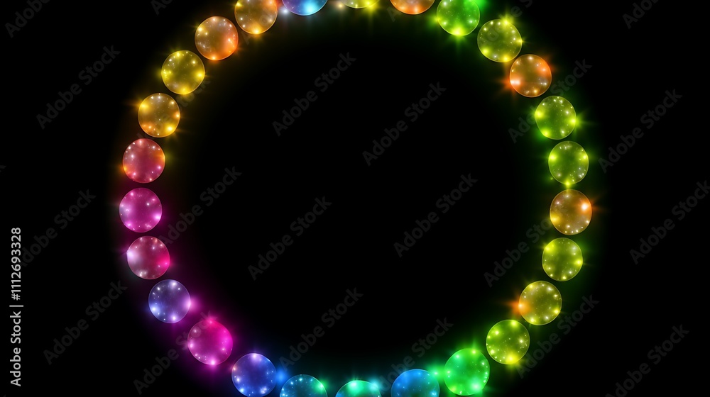 Luminous Rainbow Balloons Form A Circular Frame Luminous Rainbow Balloons Form A Circular Frame