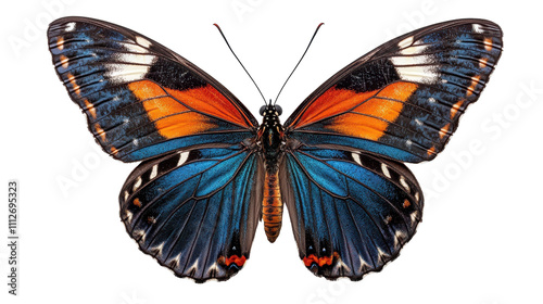 Vibrant butterfly with striking blue and orange wings. transparent background photo