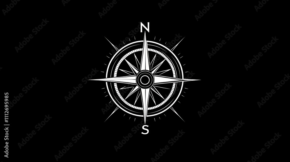 Obraz premium Compass with black background.