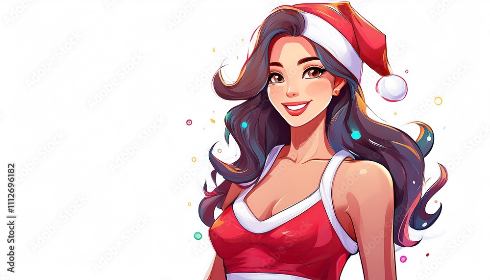 Beautiful sexy girl in santa claus clothes. white background. cut out. celebration. Christmas greeting card Beautiful sexy girl in santa claus clothes. white background. cut out. celebration. Christmas greeting card